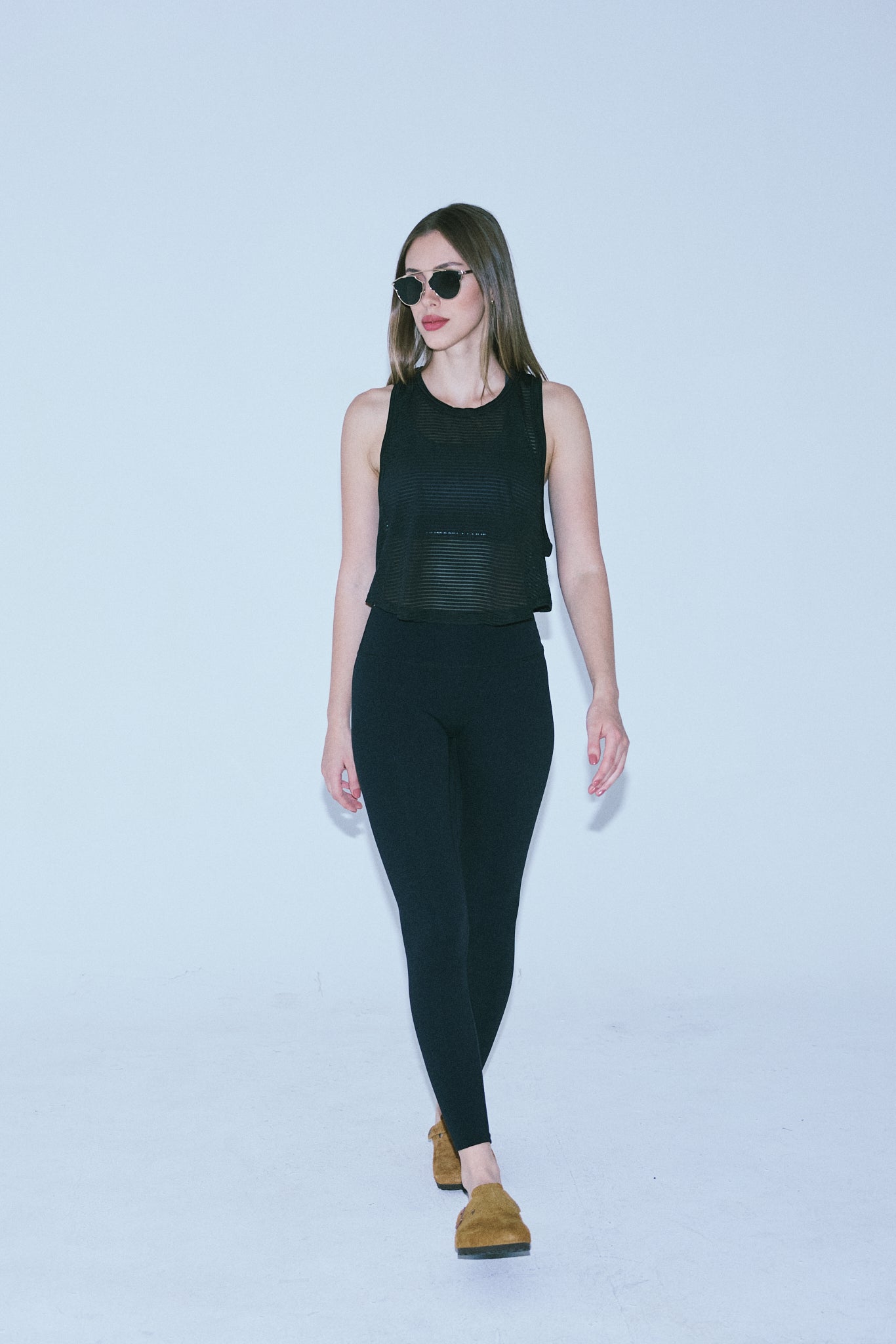 Sheer Layer Crop Tank in black