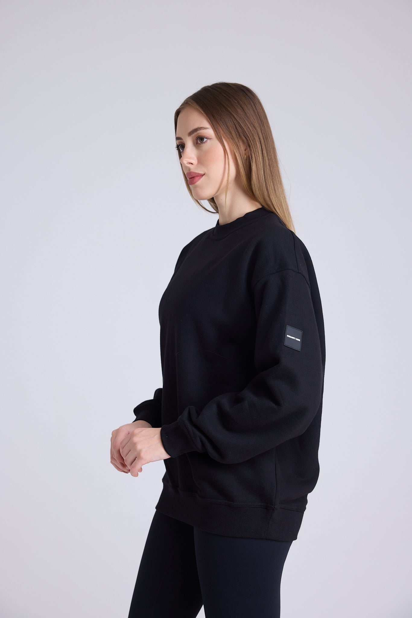 All-Day lounge fleece sweater in black