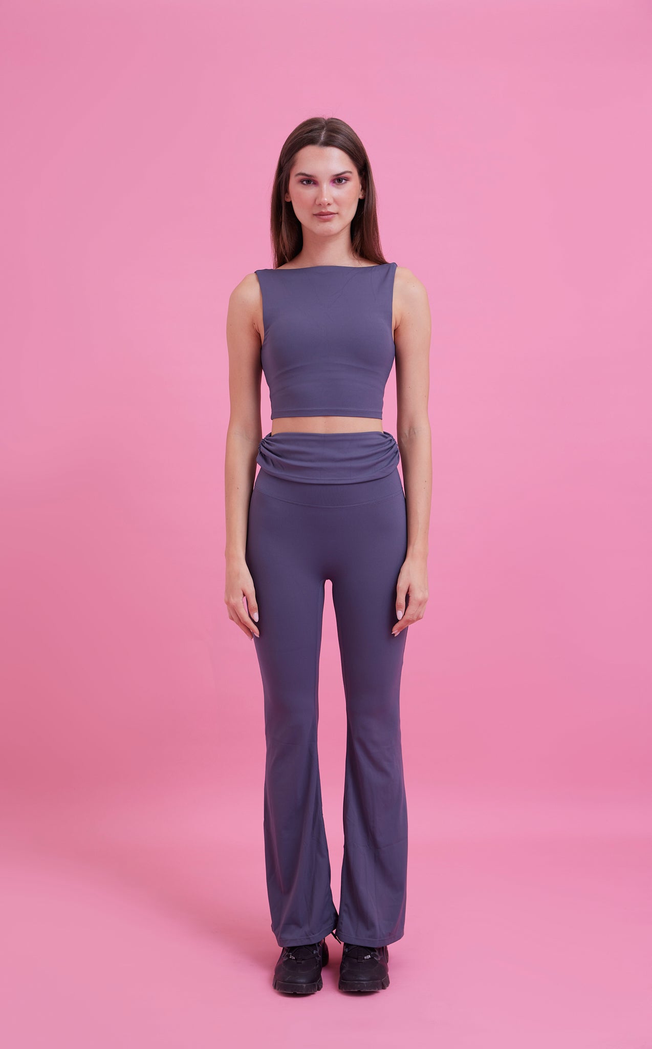 SilkContour Airbrushed Flare Pant in Blueberry grey