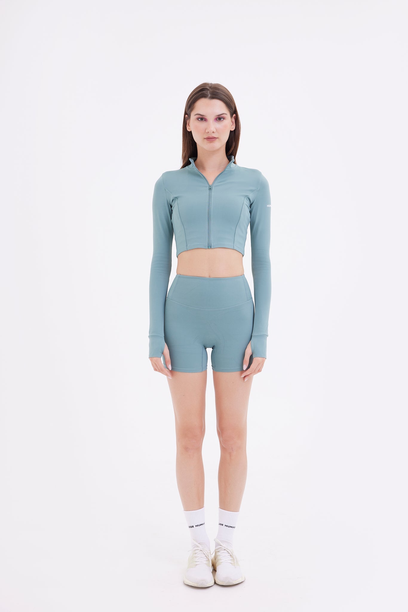 SILK AIRLIFT HIGH-WAIST SCULPT SHORTS in Tiffany green