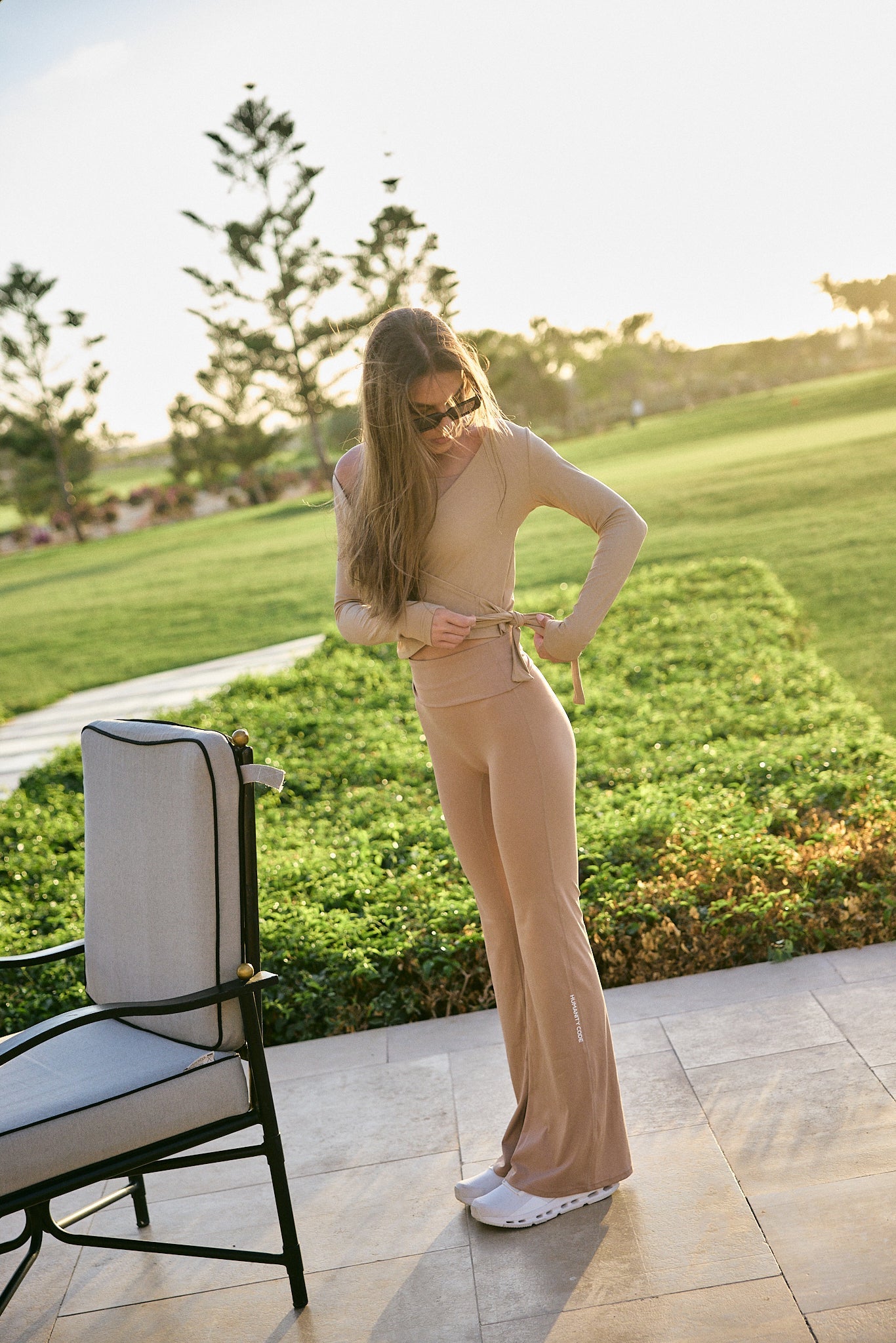 silk sculpt Foldover Flare Pant — Toffee