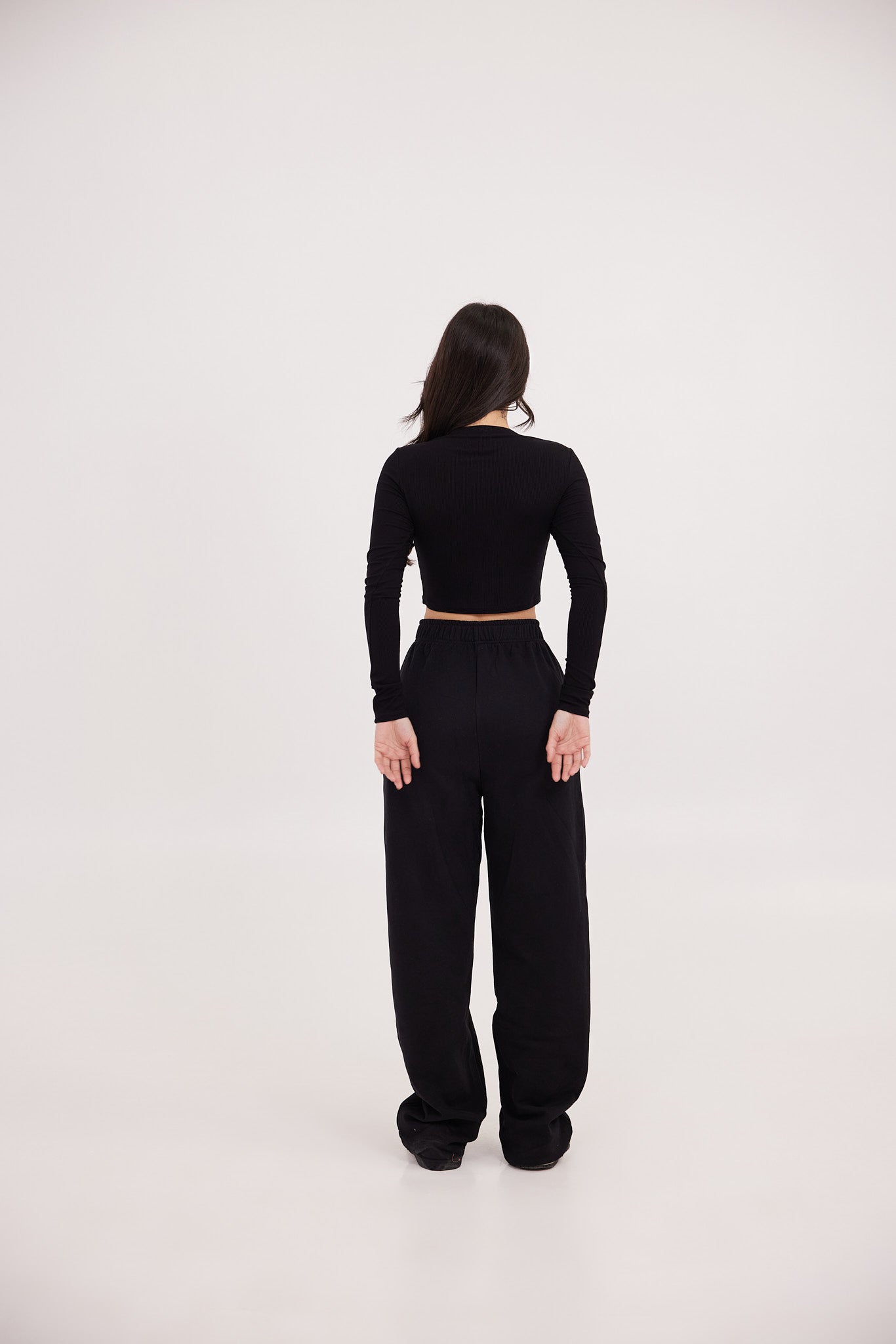 VelvetEase Cotton Wide-Leg Pant black